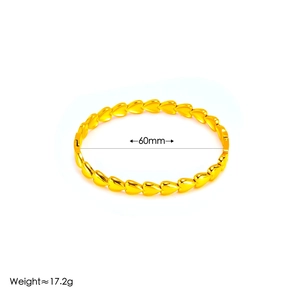 Bracciale a catena con cuori in acciaio inossidabile placcato oro 18k da 60 mm
