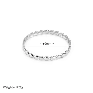 Bracciale a catena con cuori lucidi in acciaio inossidabile placcato oro 18 carati