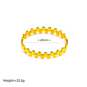 Minimalist gold geometric beaded bangle with oval units and interlocking links for women