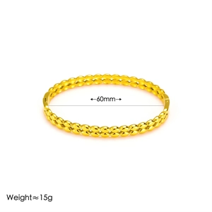 Minimalist double row gold beaded bangle with 60mm diameter and 15g lightweight design