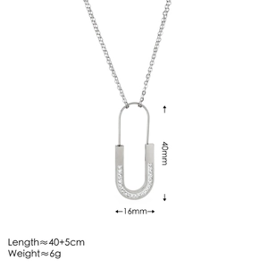 Silberne U-förmige Halskette mit Kristalldetails und 40x16mm Größenangaben für Damen