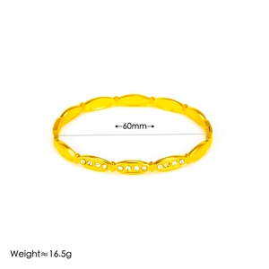 18k gold plated geometric titanium steel bracelet with diamonds for women 60mm diameter