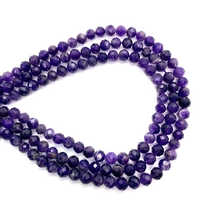 Faceted 6mm Brazilian natural amethyst round beads on strand for DIY jewelry making