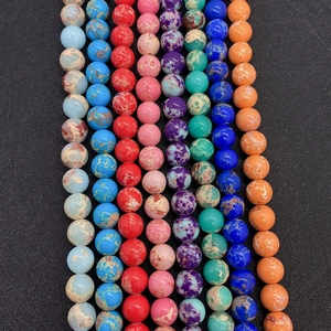Macro view of assorted 8mm natural stone round beads for DIY jewelry making