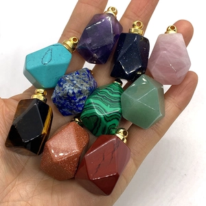 Natural faceted stone pendants in amethyst and quartz with gold bail for DIY necklaces