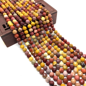 Cuentas Sueltas de Jaspe Mookaita de Piedra Natural Redonda Facetada Perlas de Piedra Semipreciosa Pulidas Multicolor Para Fabricación de Joyas DIY Collar Pulsera