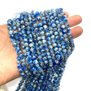Faceted K2 azurite granite round loose beads for DIY jewelry making necklaces