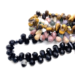 Perle briolette sfaccettate in pietra naturale occhio di tigre e malachite per gioielli