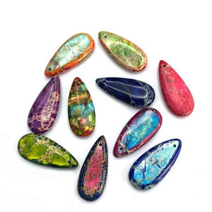 Pendenti colorati in pietra imperatore 15x35mm a goccia d'acqua con foro per gioielli DIY