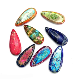 Pendenti in pietra naturale a goccia con venature colorate miste per creazioni di gioielli DIY