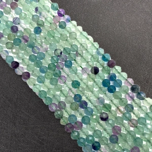 Natural Stone Faceted Green Fluorite Loose Beads Round Polished Gemstone Beads For DIY Jewelry Making Necklace Bracelet Accessory