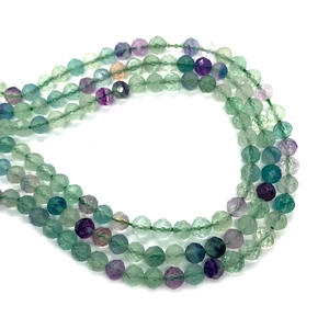 Facettierte 6mm Fluorit-Rundperlen in Grün und Violett für DIY-Schmuckherstellung
