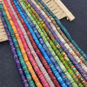 Perline colorate in pietra naturale 2x4mm forma cilindro piatto per gioielli fai-da-te