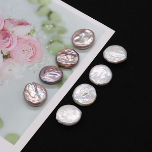 Macro detail of natural freshwater coin pearls in white and lavender with high luster