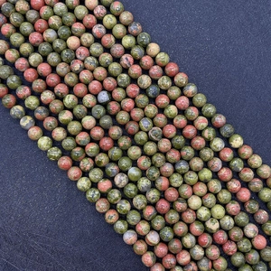 Natural Unakite Stone Round Loose Beads For Jewelry Making DIY Bracelets Necklaces Strands Polished Gemstone Accessories