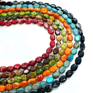 Polished oval Imperial Jasper loose beads with natural patterns for DIY jewelry making