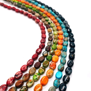 Polished colorful oval imperial jasper natural stone beads for DIY jewelry making