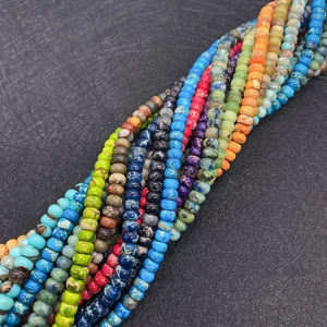 Close-up of multicolored imperial stone spacer beads for DIY jewelry making