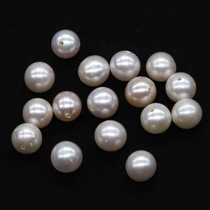 Perles en Vrac Rondes en Perle d'Eau Douce Naturelle Haute Brillance Avec Trou de Forage DIY Accessoires pour Création de Bijoux