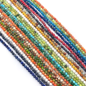 Perline in pietra naturale 4mm-8mm blu bianco e arancione per creazione gioielli fai da te