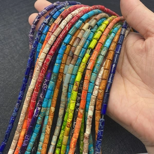 Natural 4x8mm cylindrical stone beads in various colors for DIY jewelry making