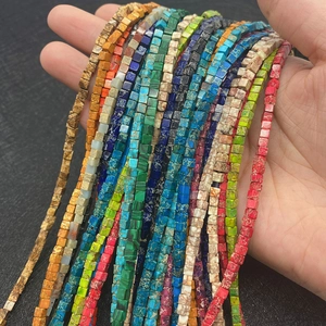 Colorful 3mm cube natural emperor stone beads for DIY jewelry necklaces and bracelets
