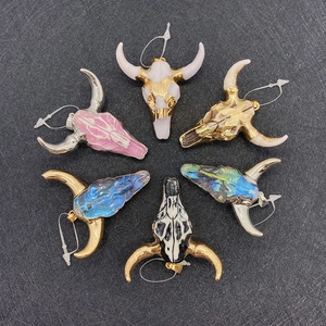 Acrylic Bull Head Skull Pendant For DIY Necklace Jewelry Making Findings Bohemian Western Cow Skull Charm Crafting Jewelry