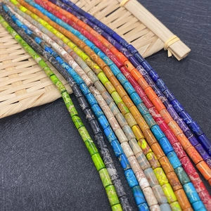 Colorful 4x8mm imperial stone cylinder beads for handmade DIY necklaces and jewelry