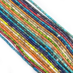Colorful 4x8mm imperial jasper cylinder beads for DIY jewelry and necklaces