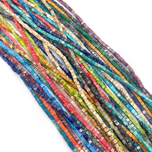 Colorful 3mm square natural stone cube beads for DIY necklace and bracelet jewelry