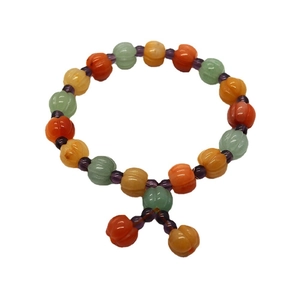 Pumpkin-shaped natural stone beads bracelet in mixed colors for DIY fashion jewelry