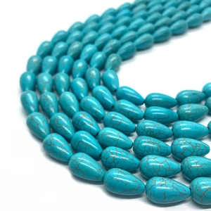 Perles en turquoise naturelle en forme de larme avec veines pour bijoux DIY