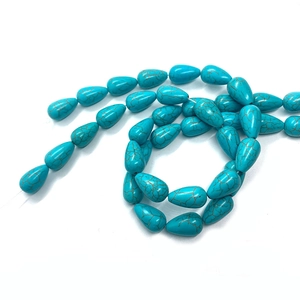 Perles en turquoise naturelle en forme de goutte avec veines brunes pour bijoux DIY et colliers