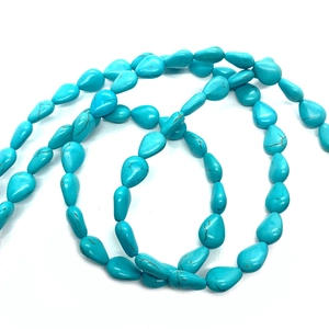 Natural sky blue turquoise waterdrop beads with brown veins for DIY necklace making