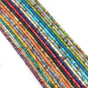 Colorful natural stone cylinder beads for DIY jewelry making with unique stone textures