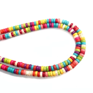 Colorful 3x6mm disc shaped natural stone turquoise beads for DIY necklace jewelry making