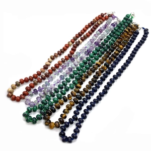 Set of six natural stone abacus bead necklaces with high-quality metal lobster clasps