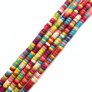 Strands of colorful disc-shaped natural stone beads for DIY jewelry making