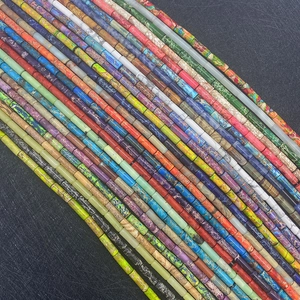 Perles Cylindriques en Pierre Impériale Naturelle pour Fabrication de Bijoux DIY Colliers Bracelets Pierre Polie