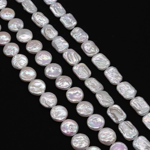 Natural Freshwater Pearl Strands Rectangle And Button Shape White Luster Beads For DIY Jewelry Making Wedding Party