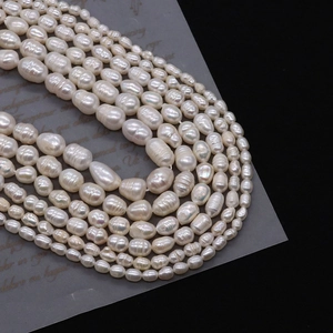 Natural freshwater rice pearls in creamy white, baroque style beads for jewelry making