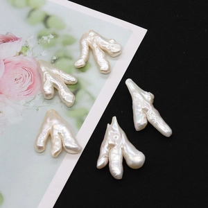 Natural white baroque freshwater pearl beads with unique branch shape for DIY jewelry design