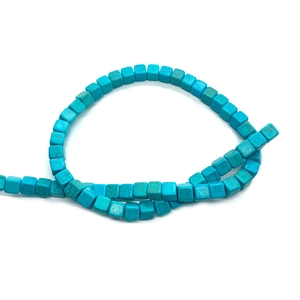 Blue turquoise square stone beads with natural brown veins for DIY jewelry making