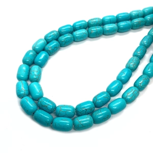 Cuentas de turquesa azul natural con textura de mármol para joyería artesanal