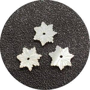 Natural white mother of pearl snowflake beads with iridescent luster for DIY jewelry