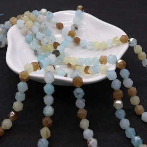 Perles facettées en amazonite naturelle de couleurs variées pour bijoux DIY