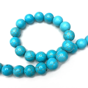 Perles en pierre de turquoise bleue avec nervures brunes pour création bijoux DIY