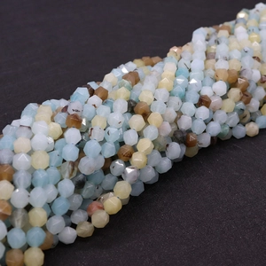 Cuentas redondas facetadas de Amazonita natural para creación de joyería DIY de colores