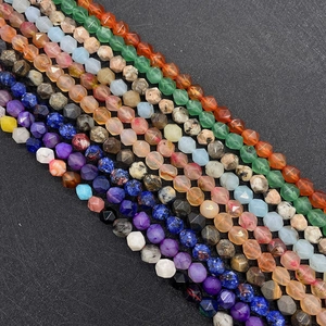 Faceted Natural Stone Beads Irregular Round Agate Loose Beads For DIY Jewelry Making Necklaces Bracelets Accessories Strand