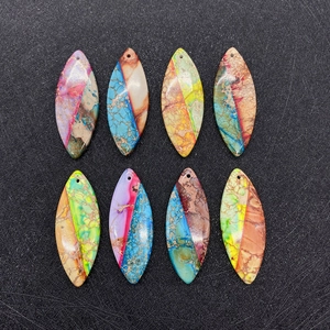Set of 8 colorful rice-shaped turquoise pendants for DIY jewelry making accessories